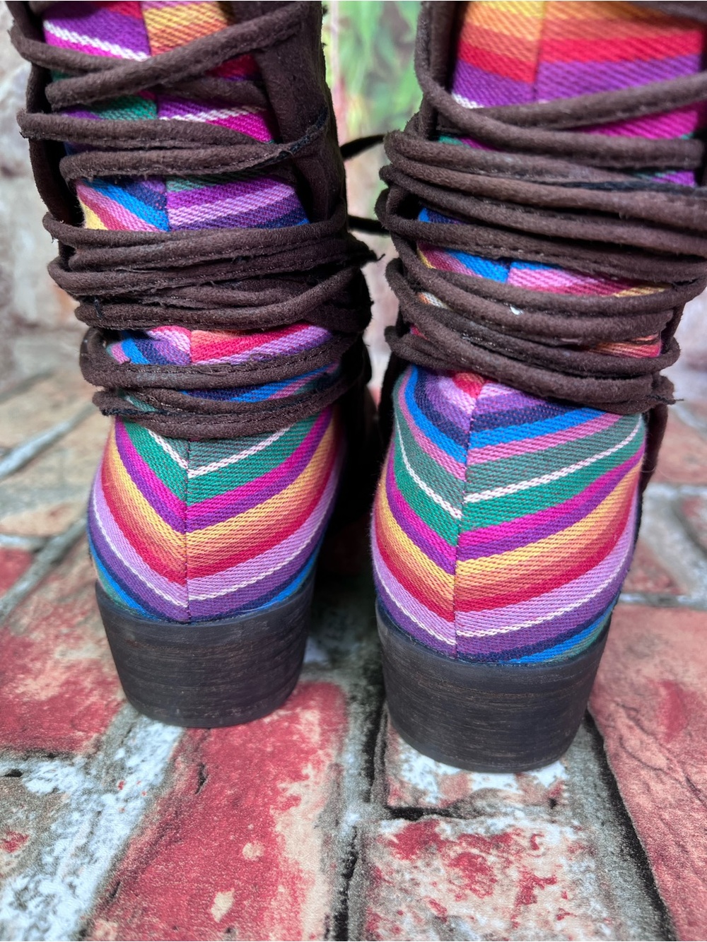 VERY VOLATILE Rainbow Inset Lace Up Festival Boots, 10 - Picture 10 of 15